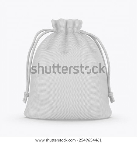 Blank Cotton Drawstring Pouch Bag Template 3d illustration.