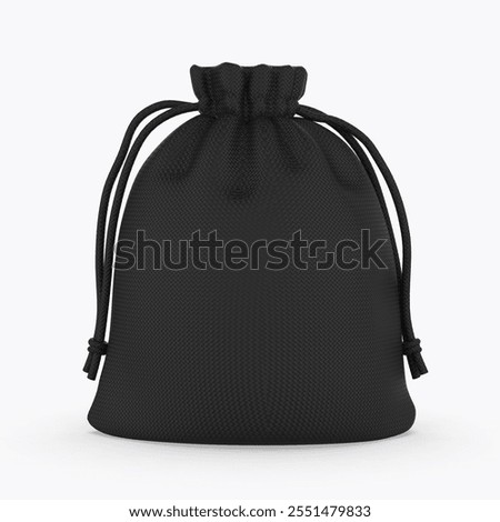 Blank Cotton Drawstring Pouch Bag Template 3d illustration.