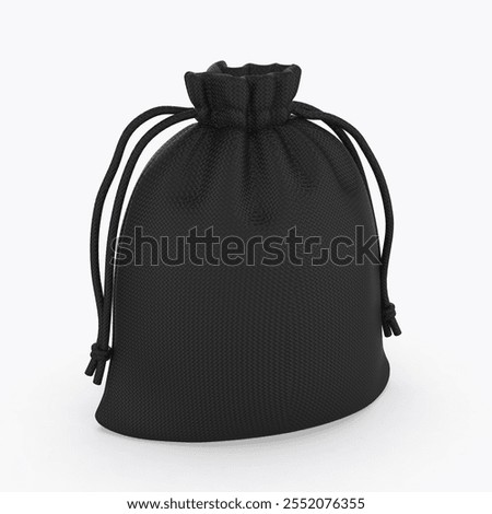 Blank Cotton Drawstring Pouch Bag Template 3d illustration.