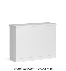 Blank Counter Stand Mockup. 3d Illustration Isolated On White Background 