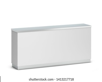 Blank Counter Stand Mockup. 3d Illustration Isolated On White Background 