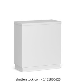 Blank Counter Stand Mockup. 3d Illustration Isolated On White Background 