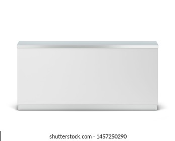 Blank counter stand mockup. 3d illustration isolated on white background 