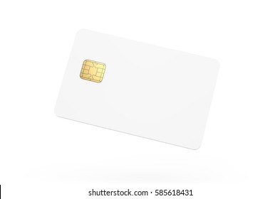 Blank credit card template, empty chip card for design in 3d rendering isolated on white background