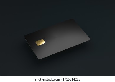 Blank credit or smart cards with emv chip on dark background and e-commerce business concept. Business cards template. 3D rendering.