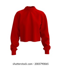 Blank Cropped Sweater Mockup, 3d Rendering, 3d Illustration