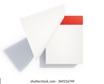 A Blank Curled Page Of A Red Calendar. The Blank Page Is White And It Is Flying Away. Isolated On White. Clipping Path Is Included .