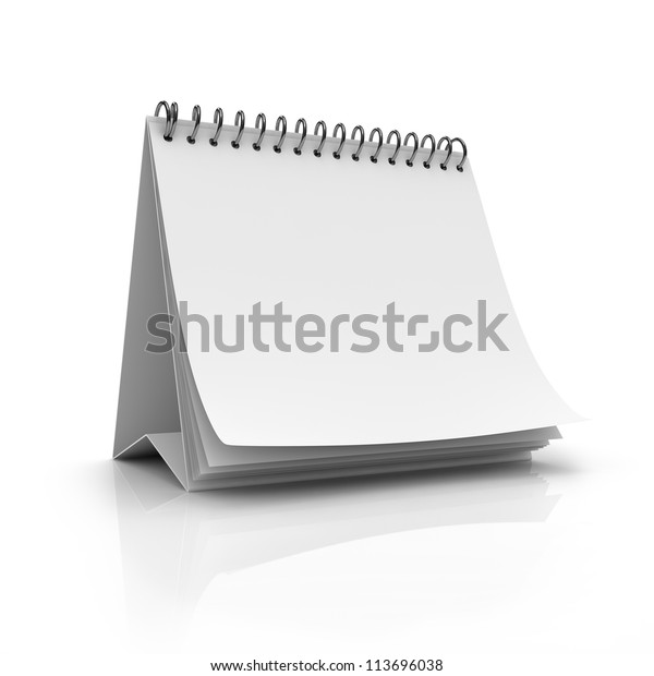 Blank Desktop Calendar Isolated On White Stock Illustration 113696038