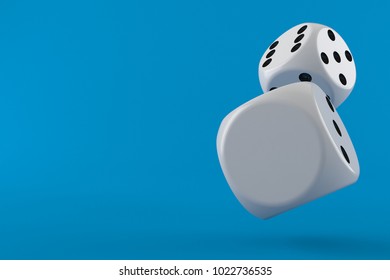 Blank Dice Isolated On Blue Background. 3d Illustration