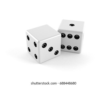 Blank Dice Isolated On White Background. 3d Illustration