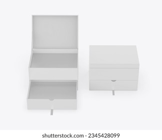Blank double layer hard box template, 3d illustration.	