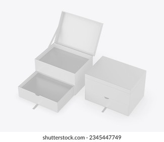 Blank double layer hard box template, 3d illustration.	