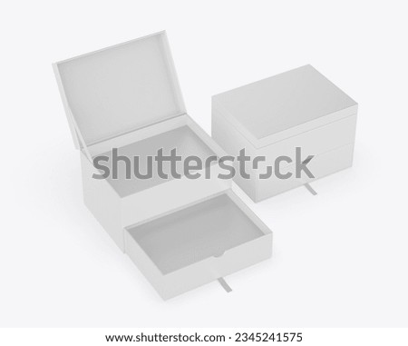 Blank double layer hard box template, 3d illustration.	
