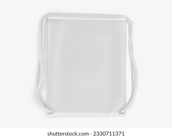 Blank Drawstring Polyester Tote Bag for branding. 3d illustration.