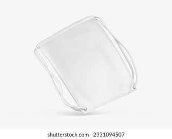 Blank Drawstring Polyester Tote Bag for branding. 3d illustration.