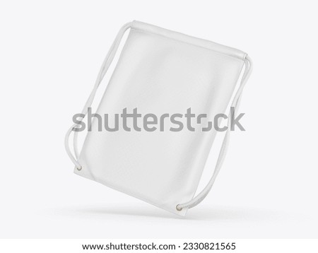 Blank Drawstring Polyester Tote Bag for branding. 3d illustration.