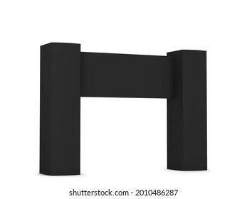 Blank event arch mockup. 3d illustration isolated on white background. Tradeshow gate entrance