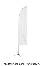 Blank Feather Flag Banner. 3d Illustration Isolated On White Background 
