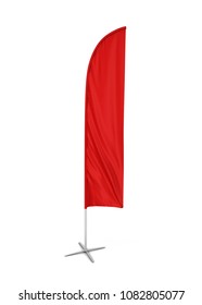 Blank Feather Flag Banner. 3d Illustration Isolated On White Background 