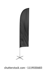 Blank Feather Flag Banner. 3d Illustration Isolated On White Background 