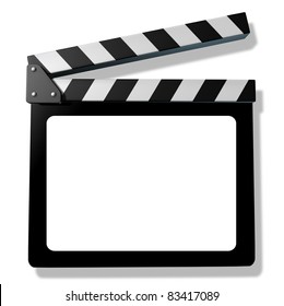 Blank Film Slate Or Clapboard  Representing Film And Cinema Announcement Productions And Hollywood Reviews Of New Movies And Television Shows.