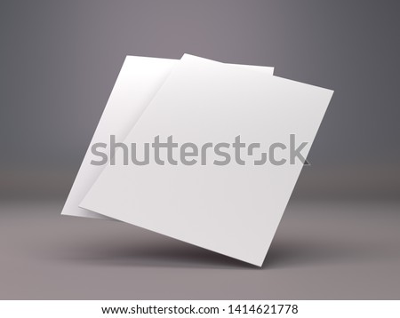 Blank Flyers, Leaflets. Hovering Sheets Of Papers. Two Cards Template. 3D render