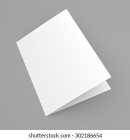 Blank Folded Flyer, Booklet, Postcard, Business Card Or Brochure Mockup Template On Grey Background