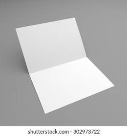 Blank Folded Flyer, Booklet, Postcard, Business Card Or Brochure Mockup Template On Grey Background