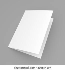 Blank Folded Flyer, Booklet, Postcard, Business Card Or Brochure Mockup Template On Grey Background