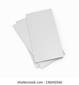 Blank Folded And Unfolded Paper Leaflet Or Flier Mock Up In DL Size