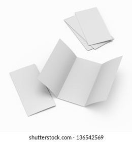 Blank Folded And Unfolded Paper Leaflet Or Flier Mock Up In DL Size