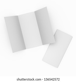 Blank Folded And Unfolded Paper Leaflet Or Flier Mock Up In DL Size