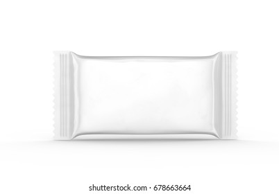 Blank food package mockup, 3d rendering foil package template for design uses