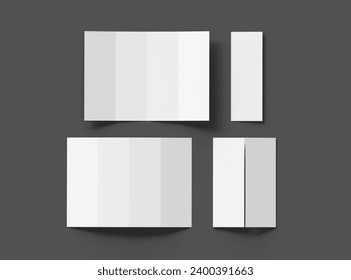 Blank four roll fold A4 size leaflet 3d render to present your design.