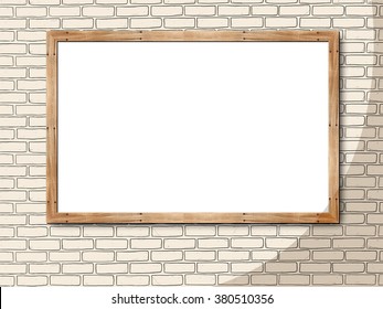 Blank frame with brick background in line art style