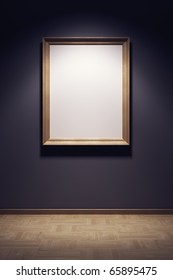 Blank Frame In The Gallery, 3d Rendering