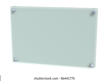 Blank Frosted Glass Office Sign Panel Isolated On White Background, Photo-real 3D.