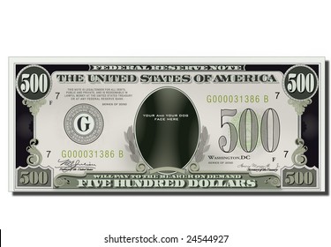 Blank Funny 500 Dollars Usa Banknote great for various purposes fun , games, t-shirts