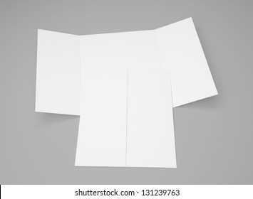 Blank Gate Fold Brochure Isolated With Soft Shadows