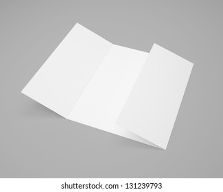 Blank Gate Fold Brochure Isolated With Soft Shadows