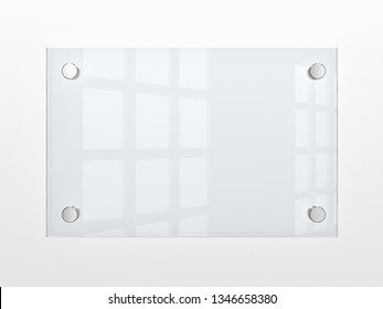 Blank glass nameplate. 3d illustration.