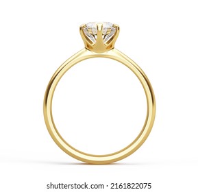 Blank Gold Jewelery Ring With Diamond Isolated On White - 3d Rendering.