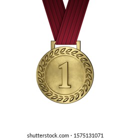 Blank Gold Medal Isolated On White. 3d Render