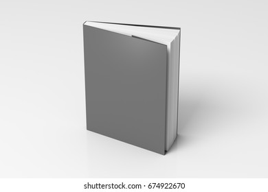 Blank Gray Vertical Dust Jacket Or Dust Wrapper Standing Book. Isolated With Clipping Path Around Book. 3d Illustration.