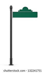 Blank Green Road Sign Isolated on White Background