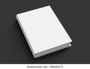 Blank hard cover book template, blank book cover for design isolated on black background, 3D rendering