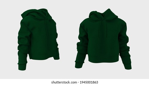 Blank Hooded Sweatshirt Mockup For Print, 3d Rendering, 3d Illustration