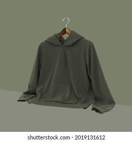 Blank Hooded Sweatshirt Mockup For Print, 3d Rendering, 3d Illustration