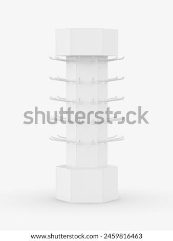 Blank hook peg accessory display stand, retail display stand with hook for product , display stand template. 3d illustration