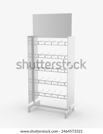 Blank hook peg accessory display stand, retail display stand with hook for product , display stand template. 3d illustration.